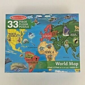 World Map Puzzle 33 Pieces 3ft X 2ft Ages 6+ by Melissa & Doug NEW SEALED